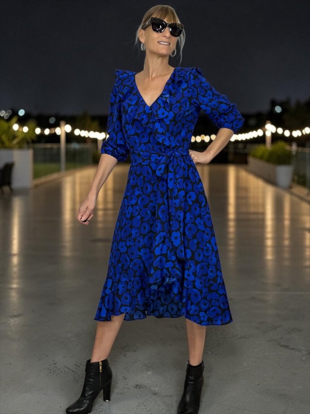 Jason Wu JW Kohls Faux Wrap Dress M Blue Floral